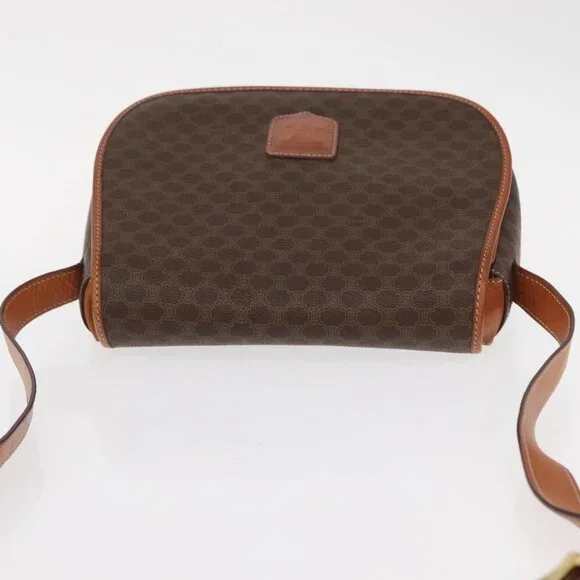 Authentic CELINE Macadam Canvas Shoulder Bag PVC Leather Brown Gold - Picture 13 of 16